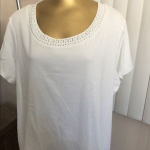 SOLD!!!     Dressbarn White Shirt With Metal-Like Detail